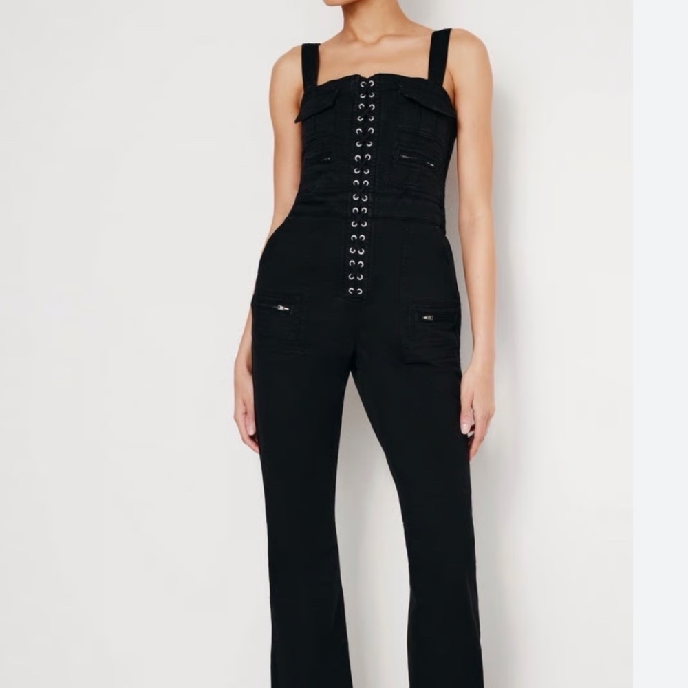 Good American Black Cargo Tank Jumpsuit Size M NWT